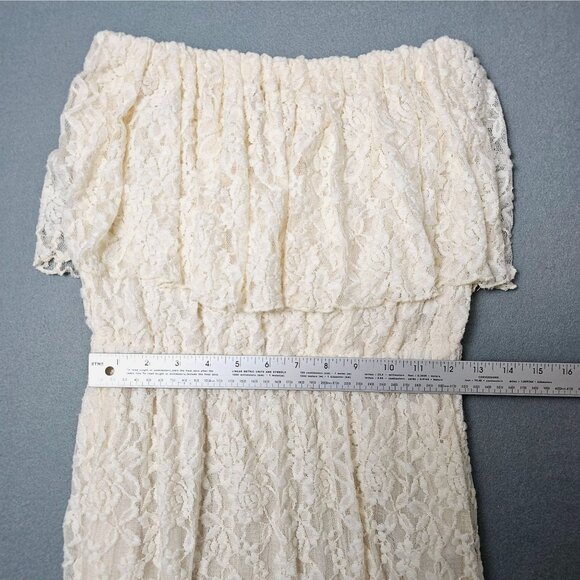 Elan Midi Dress Cream Lace Overlay Strapless S Boho Cottagecore Fairy Western - Picture 11 of 11